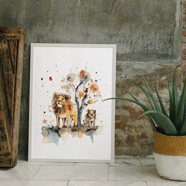 Lion Pride 2 A4 Digital Download - Kid's Nursery Art | Scandi style Safari Art | Lion Print | Safari Nursery Art Poster