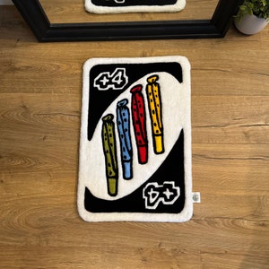 UNO Spliff Card - +4 - Block Card - Handgemachter Teppich