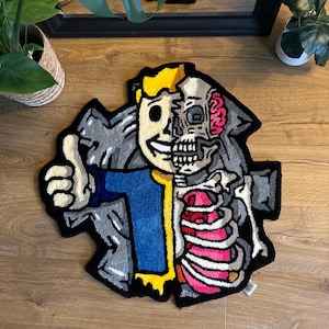 Fallout Design Rug Fallout Vault Boy Skeleton Handmade Tufted Rug - Etsy