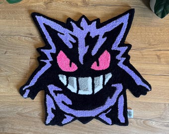 Alfombra Gengar hecha a mano, lista para enviar.