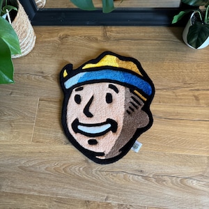 Vault Boy Fallout Face Handmade Tufted Rug