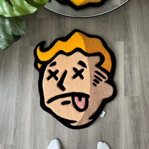 Vault Boy Fallout Face Handmade Tufted Rug