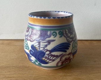 Poole Pottery Carter Stabler Adams Vase – Hand Painted Art Deco Floral – English Collectible