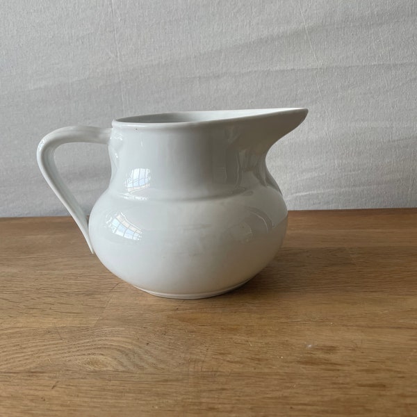 French Ironstone Pitcher,  Antique French Ironstone, stoneware, water jug