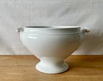 Antique French White Ironstone Tureen, Antique French Ironstone, Soup Tureen, Soupiere