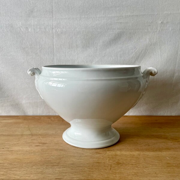 Antique French White Ironstone Tureen, Antique French Ironstone, Soup Tureen, Soupiere