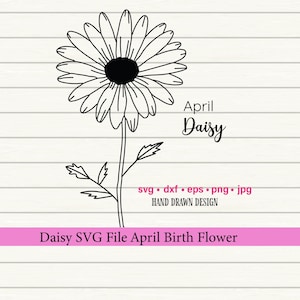 Daisy SVG, Birth Flower SVG, Birth Month svg, Flower Tattoo svg, Botanical SVG, Wildflower svg, Daisy png, April Birth Flower, Daisy Clipart