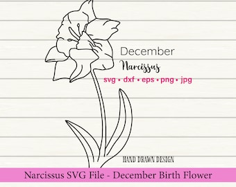 Narcissus Flower SVG, December Birth Flower, Botanical Tattoo (Digital Download)