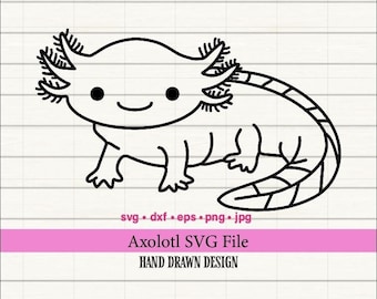 Axolotl carino in formato SVG, file digitale per taglio, clipart di creatura marina (download digitale)