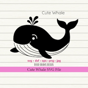 Wal SVG, süße Wal SVG, digitale Schnittdatei, Wal Clipart, kommerzielle Nutzung, Digital Design, Meerestiere svg, Vektor Wal, Baby Wal