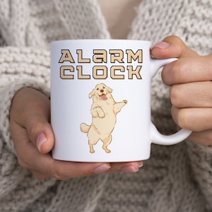 Golden Retriever Alarm Clock Mug – Cute & Playful Double-Sided Design for Dog Lovers