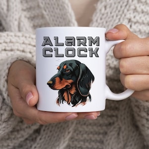 Dachshund Alarm Clock Mug – Double-Sided Wiener Dog Design for Dog Lovers