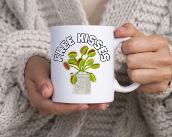 Caneca Free Kisses Venus Fly Trap – Presente hilário para amantes de plantas