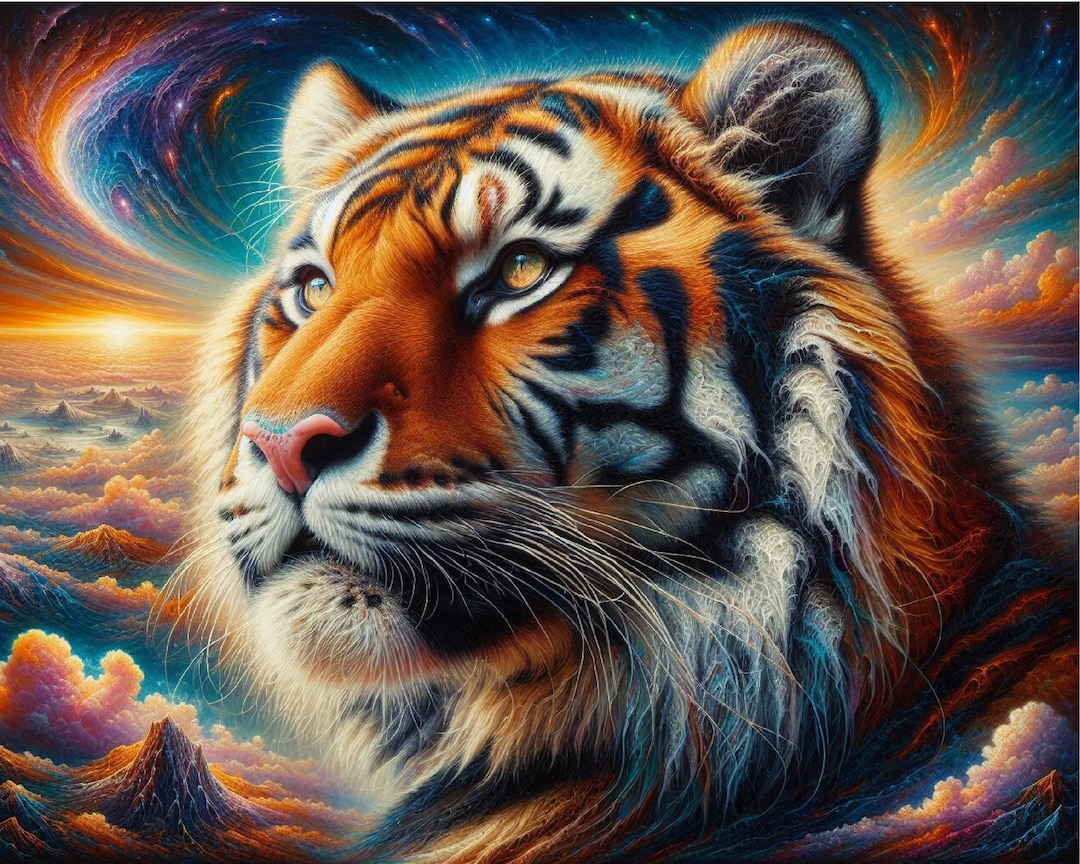 Cosmic Majesty: Celestial Tiger Digital Art Collection, PNG, Commercial ...