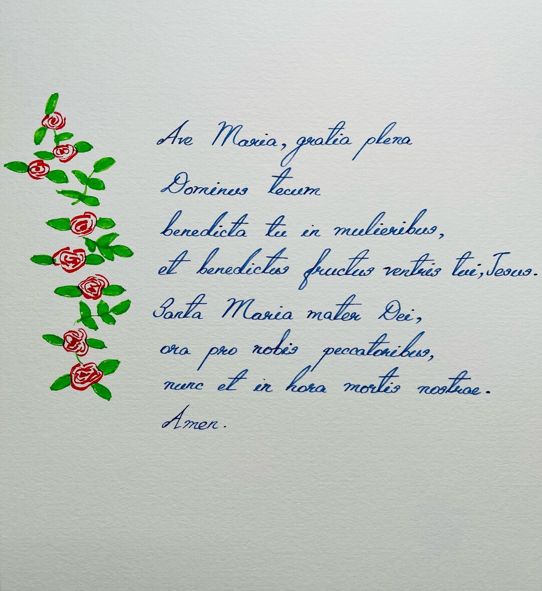 Hand Written Ave Maria (hail Mary in Latin) - Etsy