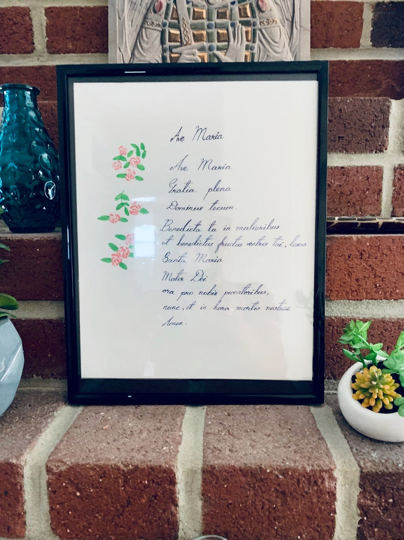 Hand Written Ave Maria (hail Mary in Latin) - Etsy