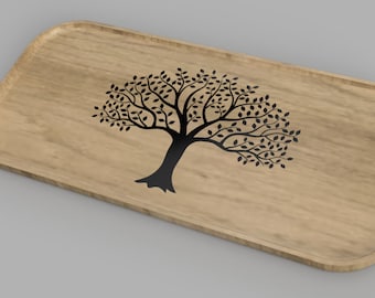 Engraved wooden serving tray