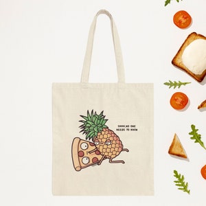 Pineapple On Pizza Tote Bag, Hawaiian Pizza, Pop Culture bag, Viral Meme Tote, Pizza Lovers, gift