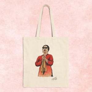 Oum Kalthoum Tote Bag, Egyptian Legend Singer, Cotton Shopper Bag, Music Lover Gift, Umm Kulthum Arabic Music Icon, Vintage Singer Portrait
