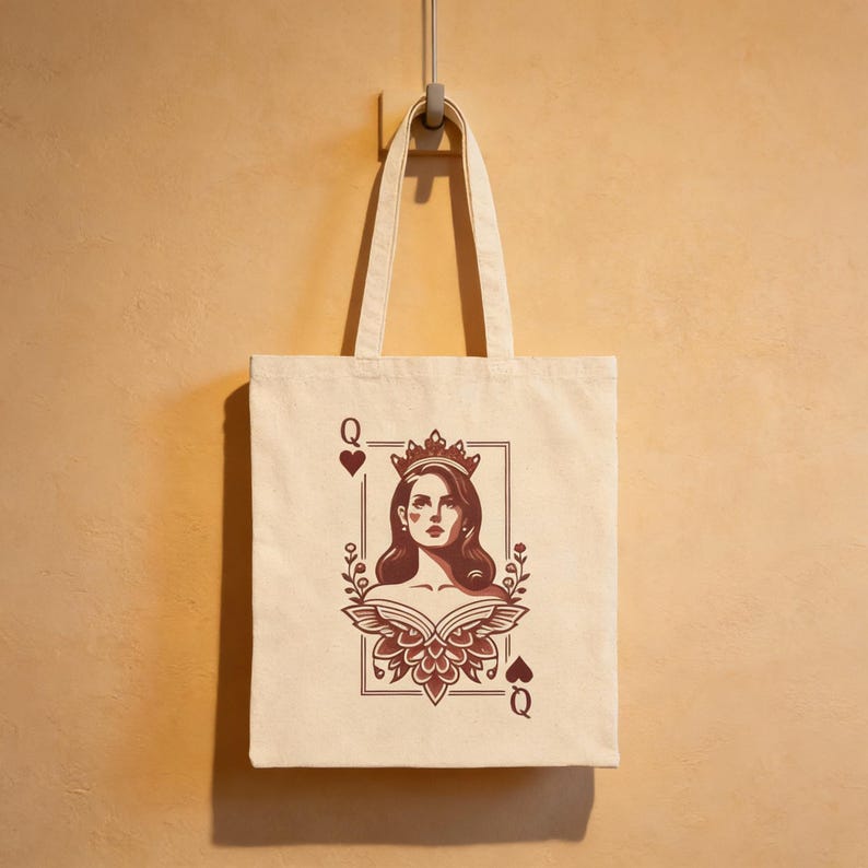 Lana Del Rey Queen of Hearts Cotton Tote Bag: Indie Music Fan Gift image 2