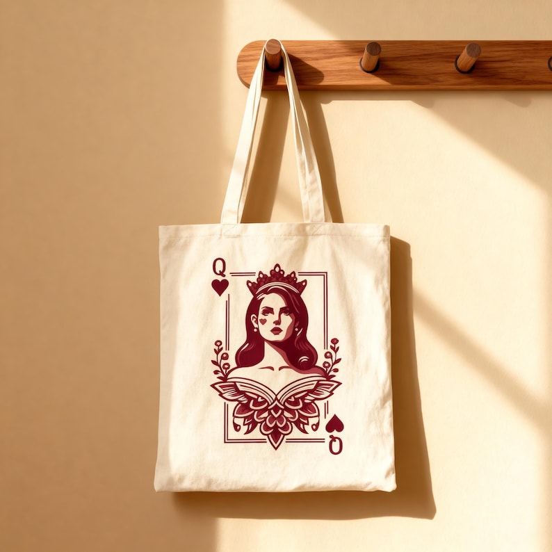 Lana Del Rey Queen of Hearts Cotton Tote Bag: Indie Music Fan Gift image 7