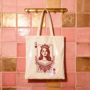 Lana Del Rey Queen of Hearts Cotton Tote Bag: Indie Music Fan Gift image 13