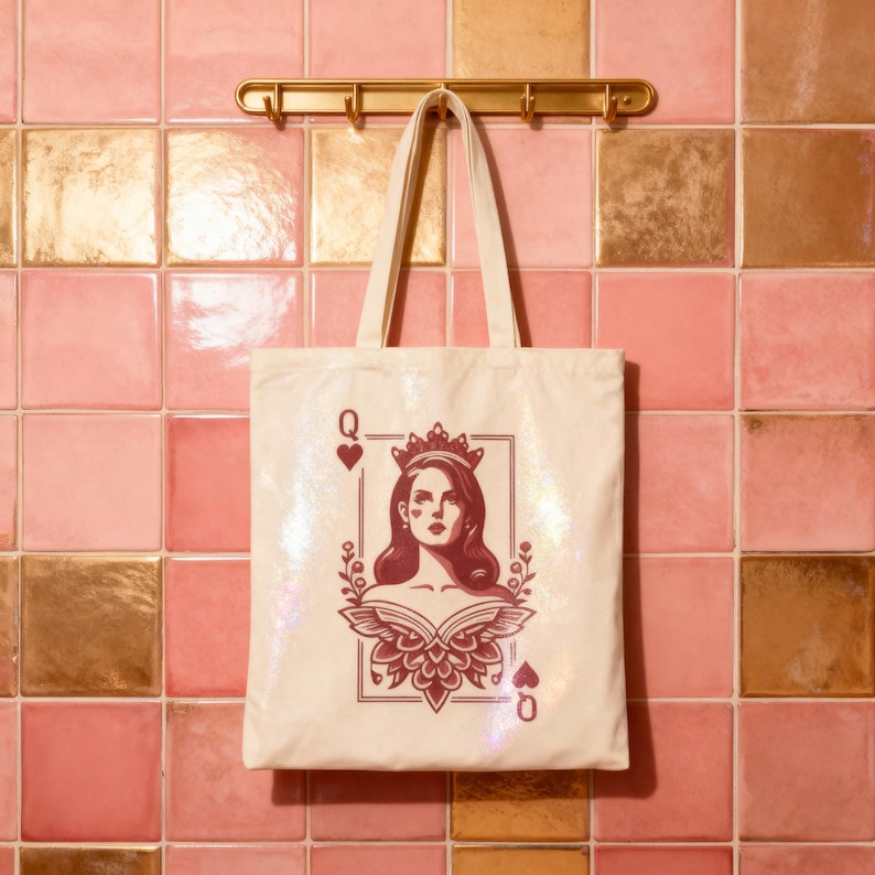 Lana Del Rey Queen of Hearts Cotton Tote Bag: Indie Music Fan Gift image 13