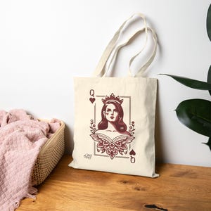 Lana Del Rey Queen of Hearts Cotton Tote Bag: Indie Music Fan Gift image 3