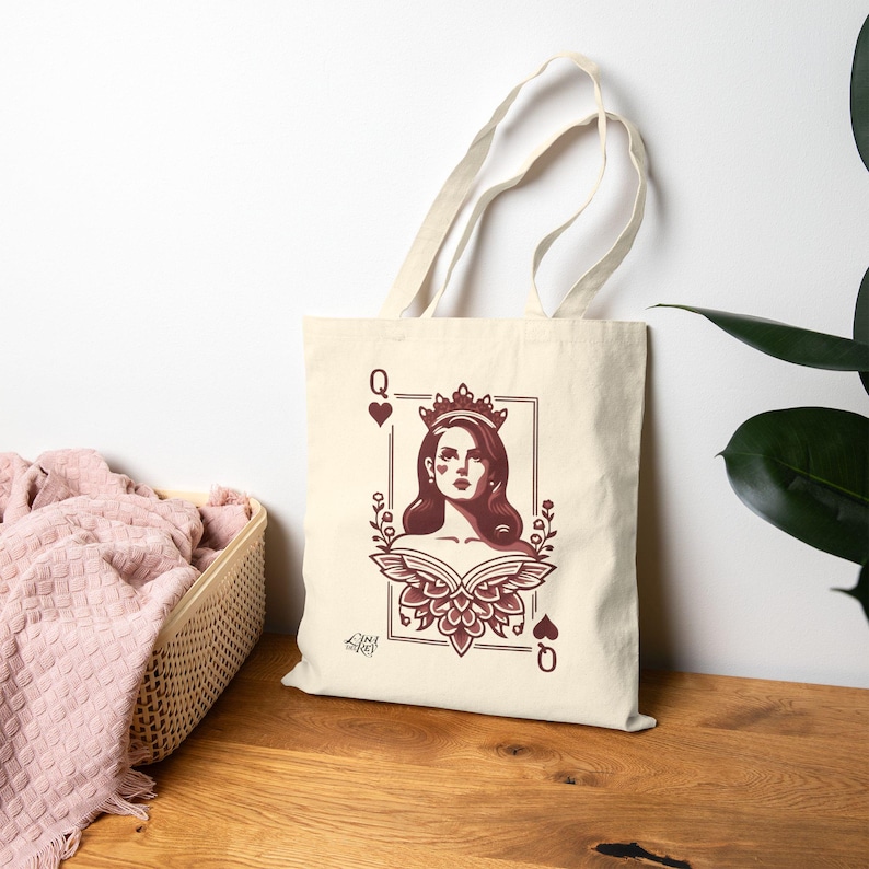 Lana Del Rey Queen of Hearts Cotton Tote Bag: Indie Music Fan Gift image 3