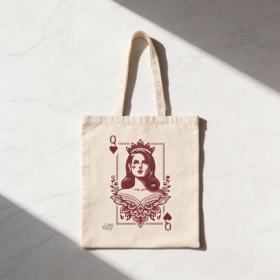 Lana Del Rey Queen of Hearts Cotton Tote Bag: Indie Music Fan Gift