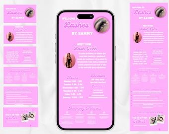 Pink Acuity Lash Tech webbmall | Redigerbar fransbokningssajt | Färdig Canva-webbmall för Lash Business | Acuity-webbplats