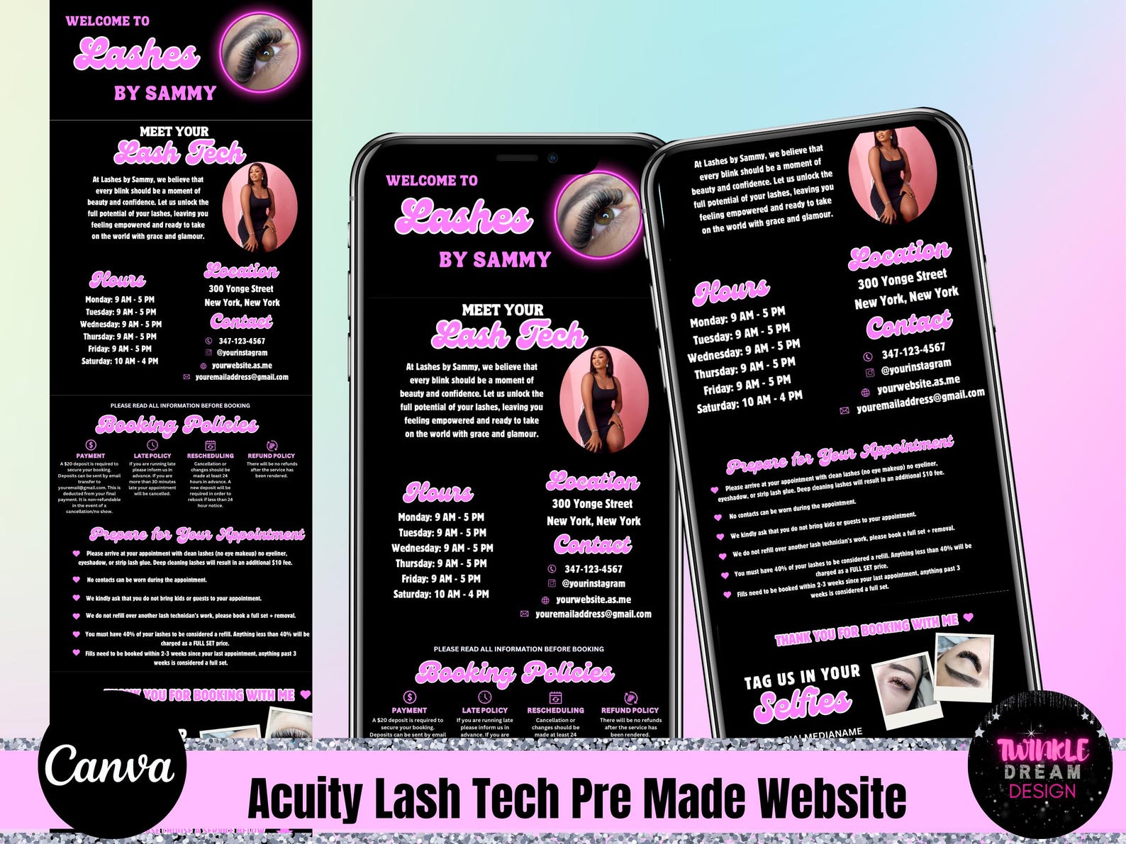 Acuity Booking Site Template for Lash Techs Lash Business Website for