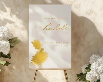 HALDI | Modern Custom Handwritten Haldi Welcome Sign for Desi Weddings | For Haldi/Maiyan/Mayoun Events | Modern Calligraphy | Made to Order