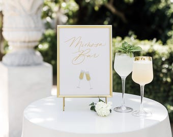 Placa minimalista de bar com tema de mimosa para casamentos, chás de panela e eventos | Download digital