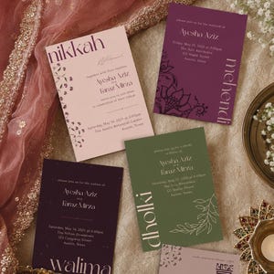 SUKOON | Modern Pakistani Muslim Wedding Invitation Suite All-in-One Bundle | Editable in Canva | Minimalist Nikkah Invitation Set