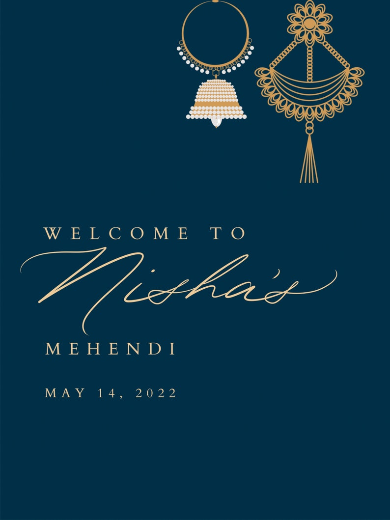 NISHA | Handwritten Modern Mehendi Welcome Sign for Desi Weddings ...