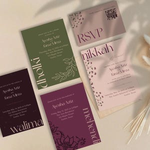 SUKOON | Modern Pakistani Muslim Wedding Invitation Suite All-in-One Bundle | Editable in Canva | Minimalist Nikkah Invitation Set