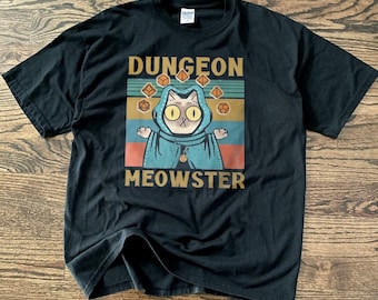 D&D Meowster Katzen Shirt Drachen Meowster Katzen Würfel Dungeon Geschenk Gamer Kollektion Shirt
