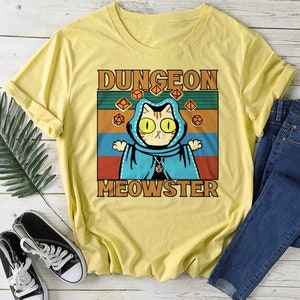 Yellow Cat Dnd Meowster Dungeon Cat Shirt Dragon Meowster Yellow Cat Dice Dungeon Gift Gamer Collection Shirt
