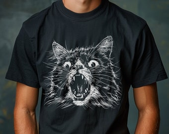 Screaming Cat T-Shirt, Cat Lovers T-Shirt, Unisex Softstyle T-Shirt