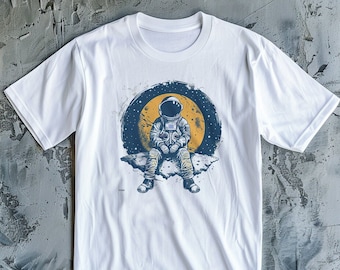 Camiseta de astronauta griego Camiseta de algodón pesado unisex de alta calidad Camiseta gráfica