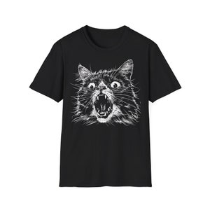 Screaming Cat T-Shirt, Cat Lovers T-Shirt, Unisex Softstyle T-Shirt zdjęcie 3