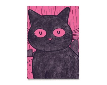 Black & Pink Cat Hardcover Journal (A5)