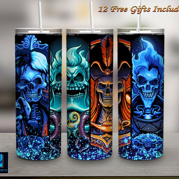 Villains 20 Oz Skinny Tumbler Straight & Tapered Sublimation Instant Download Wrap Png, Cartoon Movie Tumbler Wrap Png