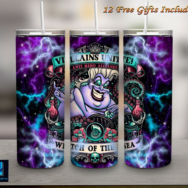 Villains 20 Oz Skinny Tumbler Straight & Tapered Sublimation Instant Download Wrap Png, Cartoon Movie Tumbler Wrap Png