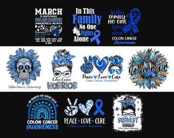 10 PNG Colon Cancer Warrior Bundle PNG File, Colon Cancer Awareness Digital Downloads