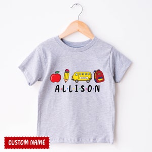 Personalized Kids Back To School Shirt, Custom Name School Toddler Boys Girls, First Day Of School Shirt, Back To School Shirt Kids