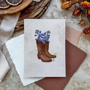 Cowboy Boots and Bluebonnet Art Print: Texas Wildflower Decor