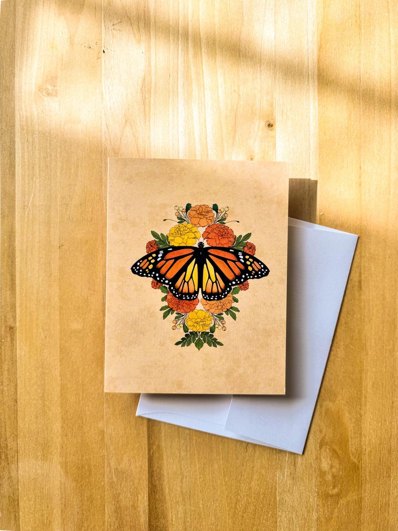 Monarch Butterfly Blank Inside Greeting Card: Hand Illustrated Art ...