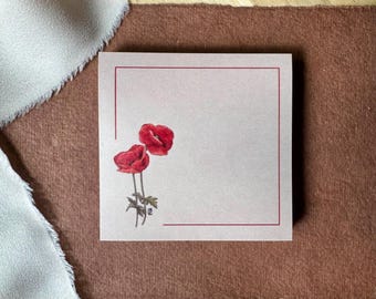 Red Poppy Wildflower Post-It Notes® | 50-Sheet Sticky Notepad | 3x3 Mini Memo pad